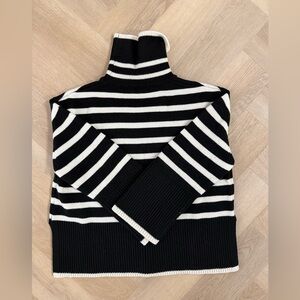 Striped Wool Oversized Turtleneck Sweater Womens S